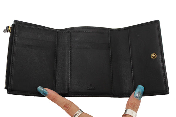Gucci Black Marmont Chevron Leather Three Folded Wallet 474802