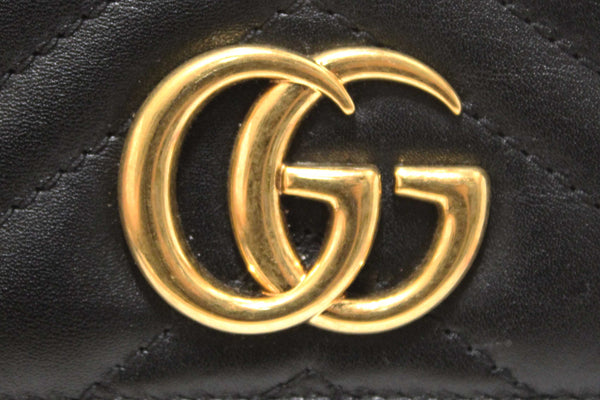 Gucci Black Marmont Chevron Leather Three Folded Wallet 474802