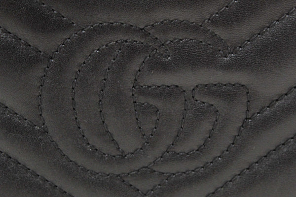 Gucci Black Marmont Chevron Leather Three Folded Wallet 474802
