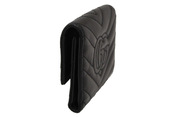 Gucci Black Marmont Chevron Leather Three Folded Wallet 474802