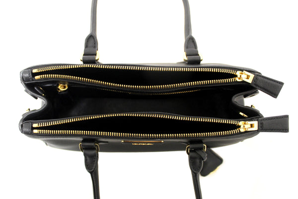 Prada Black Leather Medium Galleria Shoulder and Crossbody Bag