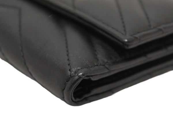 Gucci Black Marmont Chevron Leather Three Folded Wallet 474802