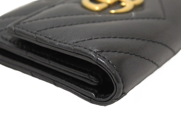 Gucci Black Marmont Chevron Leather Three Folded Wallet 474802