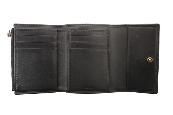 Gucci Black Marmont Chevron Leather Three Folded Wallet 474802