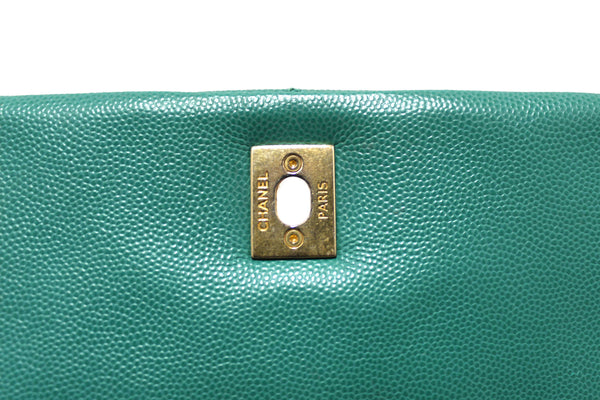 Chanel Green Quilted Caviar Leather Large CoCo Handle Flap Bag