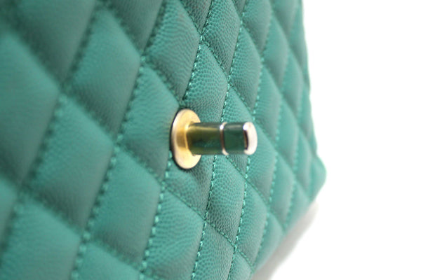 Chanel Green Quilted Caviar Leather Large CoCo Handle Flap Bag