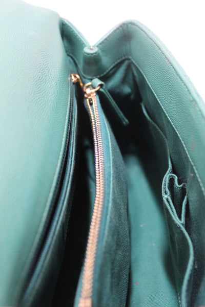 Chanel Green Quilted Caviar Leather Large CoCo Handle Flap Bag