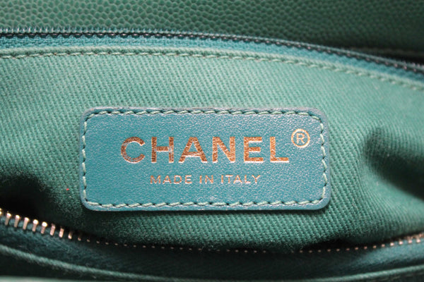 Chanel Green Quilted Caviar Leather Large CoCo Handle Flap Bag