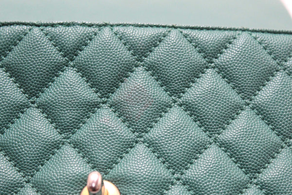 Chanel Green Quilted Caviar Leather Large CoCo Handle Flap Bag