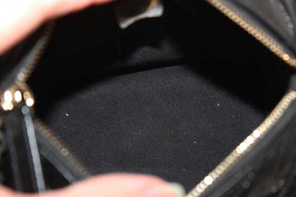 Chanel Black Shiny Crumpled Lambskin Quilted Small Preppy Pocket Camera Case Bag