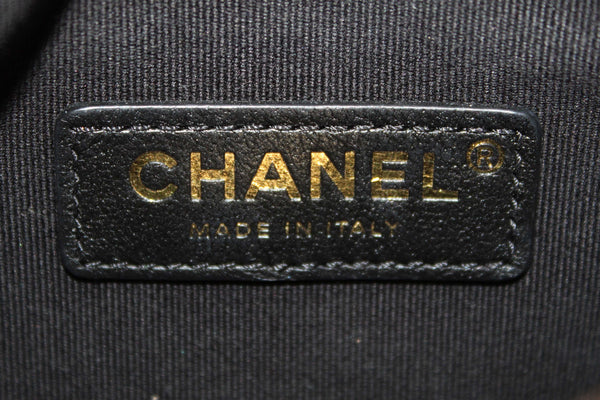 Chanel Black Shiny Crumpled Lambskin Quilted Small Preppy Pocket Camera Case Bag