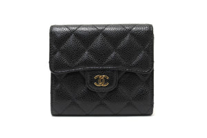 Chanel Black Quilted Caviar Leather Classic Small Flap Wallet