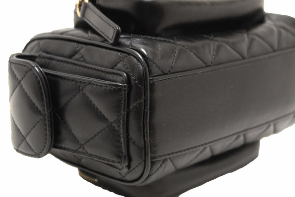 Chanel Black Shiny Crumpled Lambskin Quilted Small Preppy Pocket Camera Case Bag