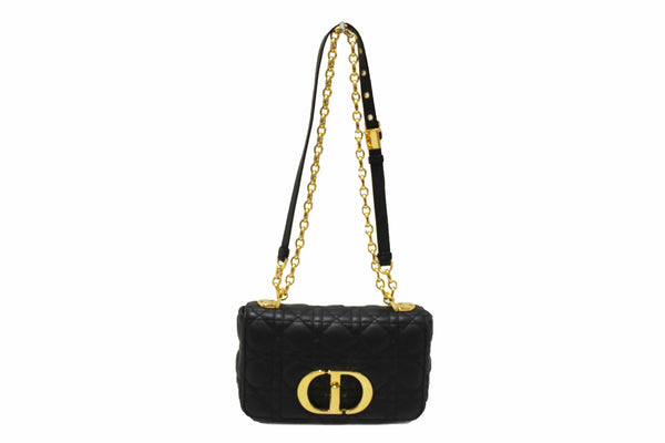 Christian Dior Black Macrocannage Caviar Leather Small Caro Shoulder Crossbody Bag
