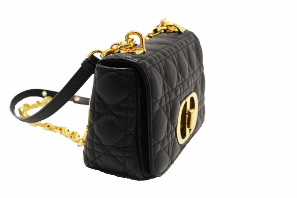 Christian Dior Black Macrocannage Caviar Leather Small Caro Shoulder Crossbody Bag
