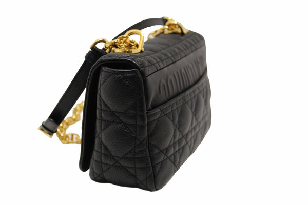 Christian Dior Black Macrocannage Caviar Leather Small Caro Shoulder Crossbody Bag