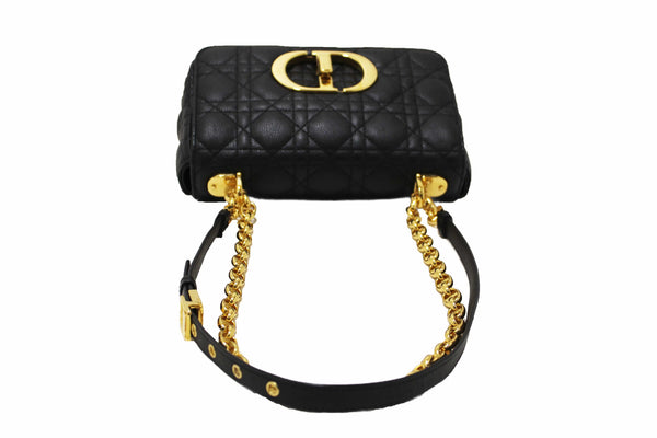 Christian Dior Black Macrocannage Caviar Leather Small Caro Shoulder Crossbody Bag