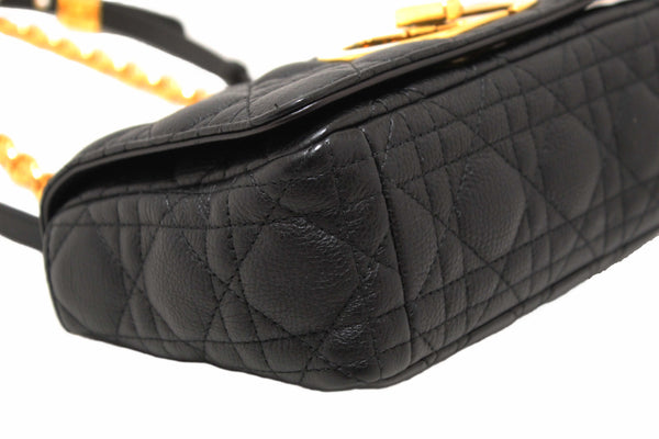 Christian Dior Black Macrocannage Caviar Leather Small Caro Shoulder Crossbody Bag