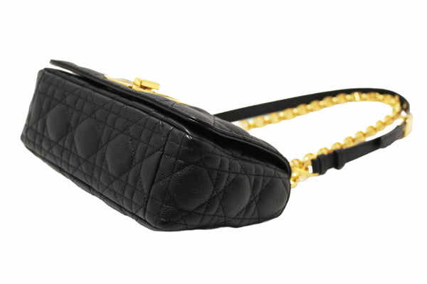 Christian Dior Black Macrocannage Caviar Leather Small Caro Shoulder Crossbody Bag