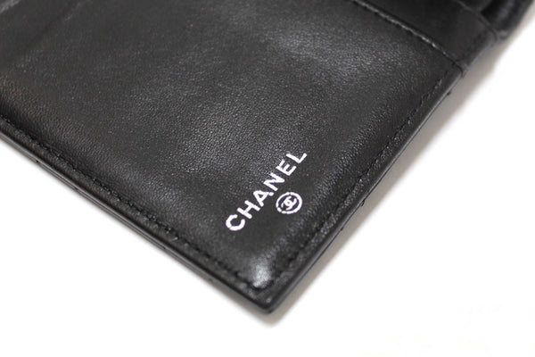 Chanel Black Quilted Lambskin Leather Trifold Flap Wallet