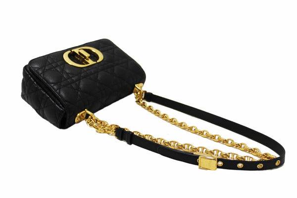 Christian Dior Black Macrocannage Caviar Leather Small Caro Shoulder Crossbody Bag