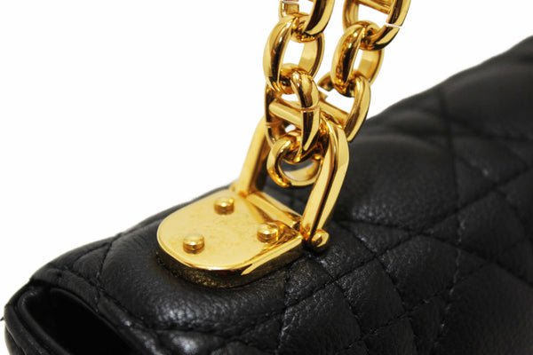 Christian Dior Black Macrocannage Caviar Leather Small Caro Shoulder Crossbody Bag