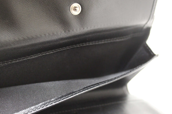 Chanel Black Quilted Lambskin Leather Trifold Flap Wallet