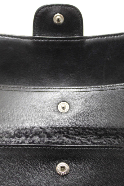 Chanel Black Quilted Lambskin Leather Trifold Flap Wallet
