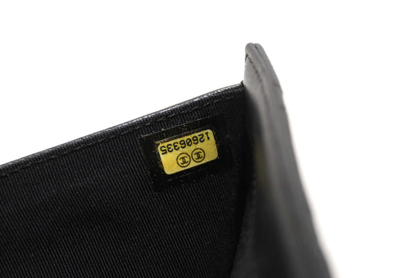 Chanel Black Quilted Lambskin Leather Trifold Flap Wallet