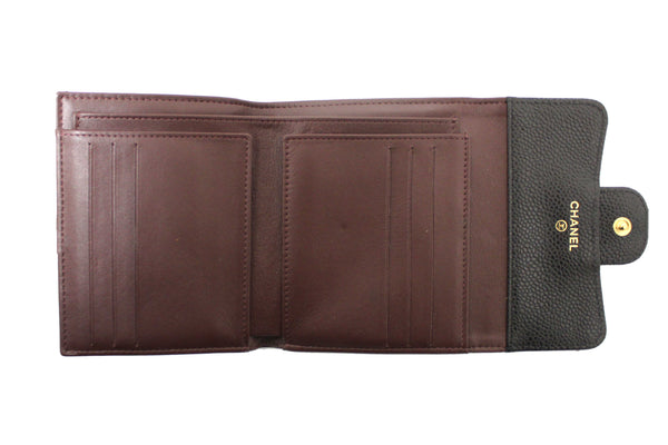 Chanel Black Quilted Caviar Leather Classic Small Flap Wallet