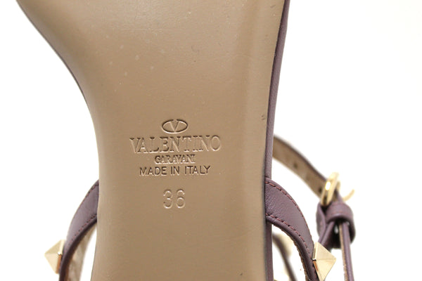 New Valentino Purple Leather Rockstud Flip Flop Sandal Shoes Size 36