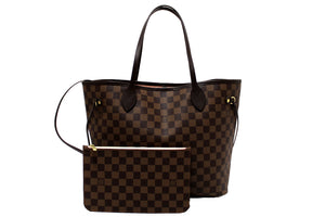 Louis Vuitton Damier Ebene Canvas Neverfull MM Tote Shoulder Bag