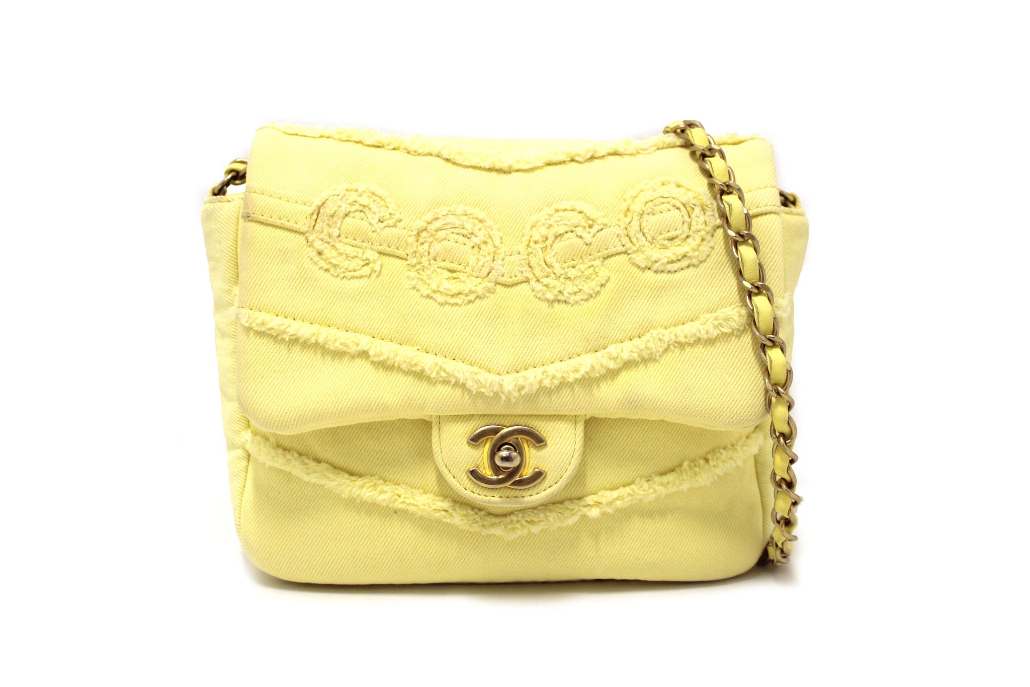 Chanel Yellow Denim CoCo Flap Messenger Bag