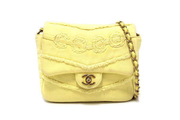 Chanel Yellow Denim CoCo Flap Messenger Bag