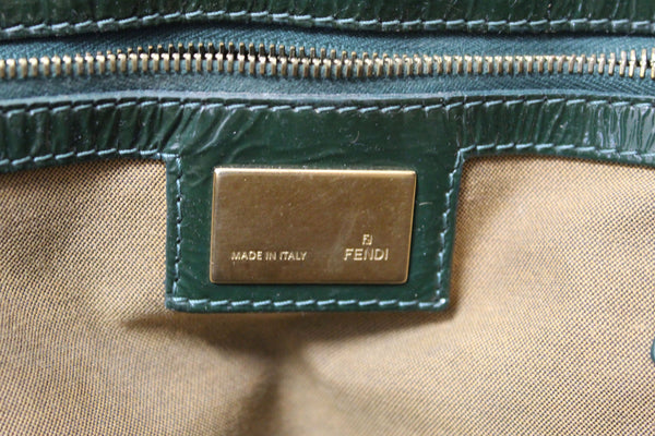 Authentic Fendi Green Patent Leather Shoulder Bag