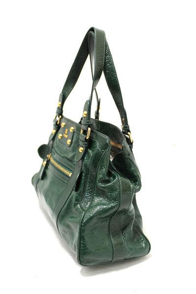 Authentic Fendi Green Patent Leather Shoulder Bag