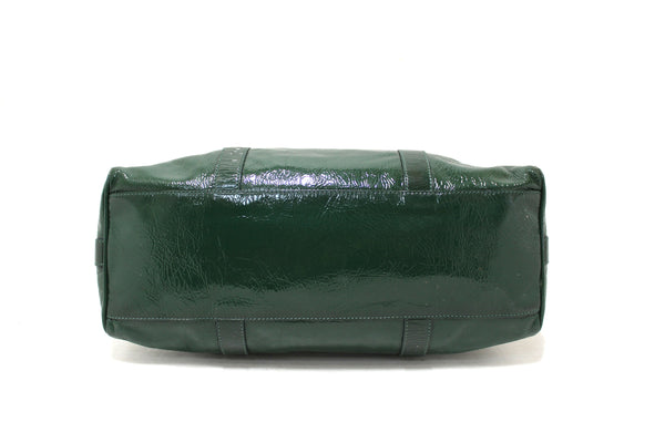 Authentic Fendi Green Patent Leather Shoulder Bag