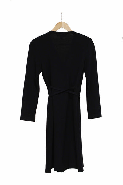 St John Black Wrap-Around Knit Dress Size Size 2