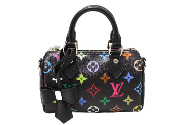 Louis Vuitton Limited Edition Black Multicolor Monogram LV x TM Nano Speedy Bag