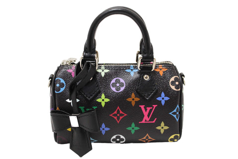 Louis Vuitton Limited Edition Black Multicolor Monogram LV x TM Nano Speedy Bag