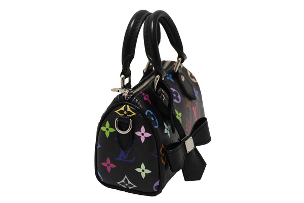 Louis Vuitton Limited Edition Black Multicolor Monogram LV x TM Nano Speedy Bag