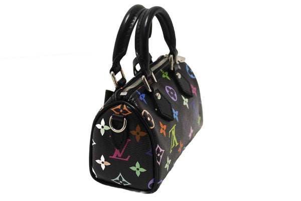 Louis Vuitton Limited Edition Black Multicolor Monogram LV x TM Nano Speedy Bag
