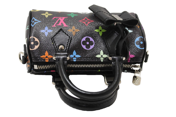 Louis Vuitton Limited Edition Black Multicolor Monogram LV x TM Nano Speedy Bag