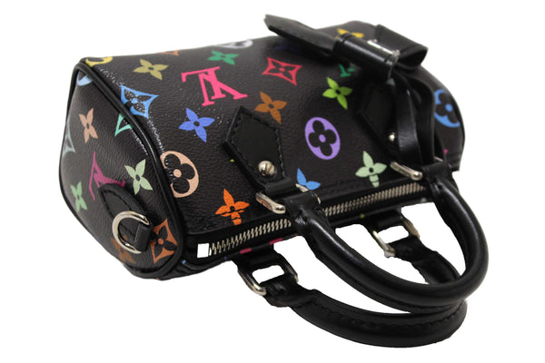 Louis Vuitton Limited Edition Black Multicolor Monogram LV x TM Nano Speedy Bag