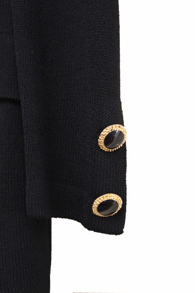 St John Black Knit Jacket with Gold Embellishments Size 2