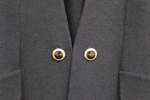St John Black Knit Jacket with Gold Embellishments Size 2
