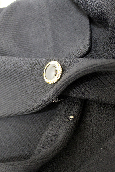 St John Black Knit Jacket with Gold Embellishments Size 2