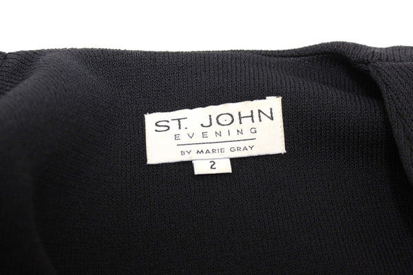St John Black Knit Jacket with Gold Embellishments Size 2