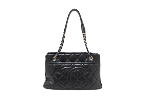 Chanel Black Quilted Caviar Leather Timeless Shopper Tote