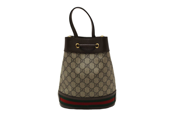 Gucci Brown Ophidia GG Supreme Small Bucket Bag 550621